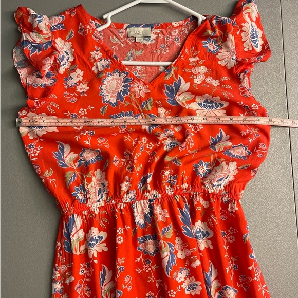 Loft Women’s Size Medium Summer Midi Floral Dress Ruffle Sleeve good condition - Picture 11 of 14